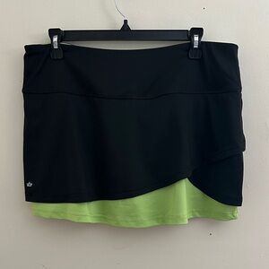 Black and Green Layered Women's Tennis Skirt